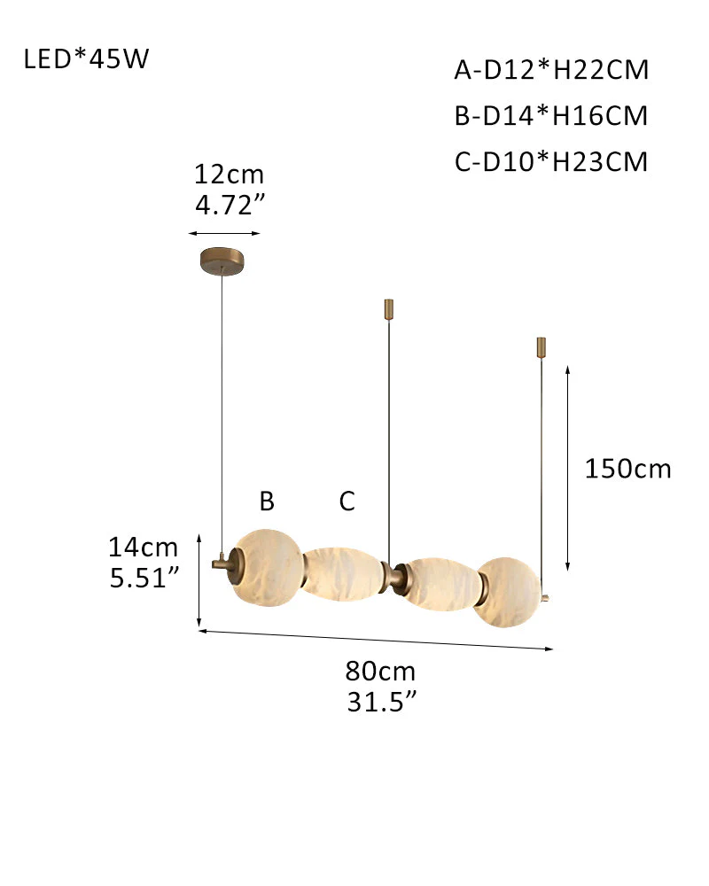Modern Linear White Alabaster Solid Ball Thread Synthetic Shade Hanging Light for Dining - Image 31