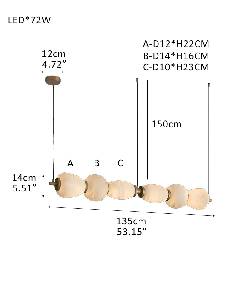 Modern Linear White Alabaster Solid Ball Thread Synthetic Shade Hanging Light for Dining - Image 34