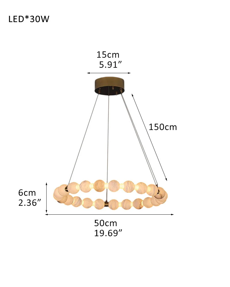 Modern Pearl Alabaster Necklace Circle Double Chandelier by dimming - Image 13