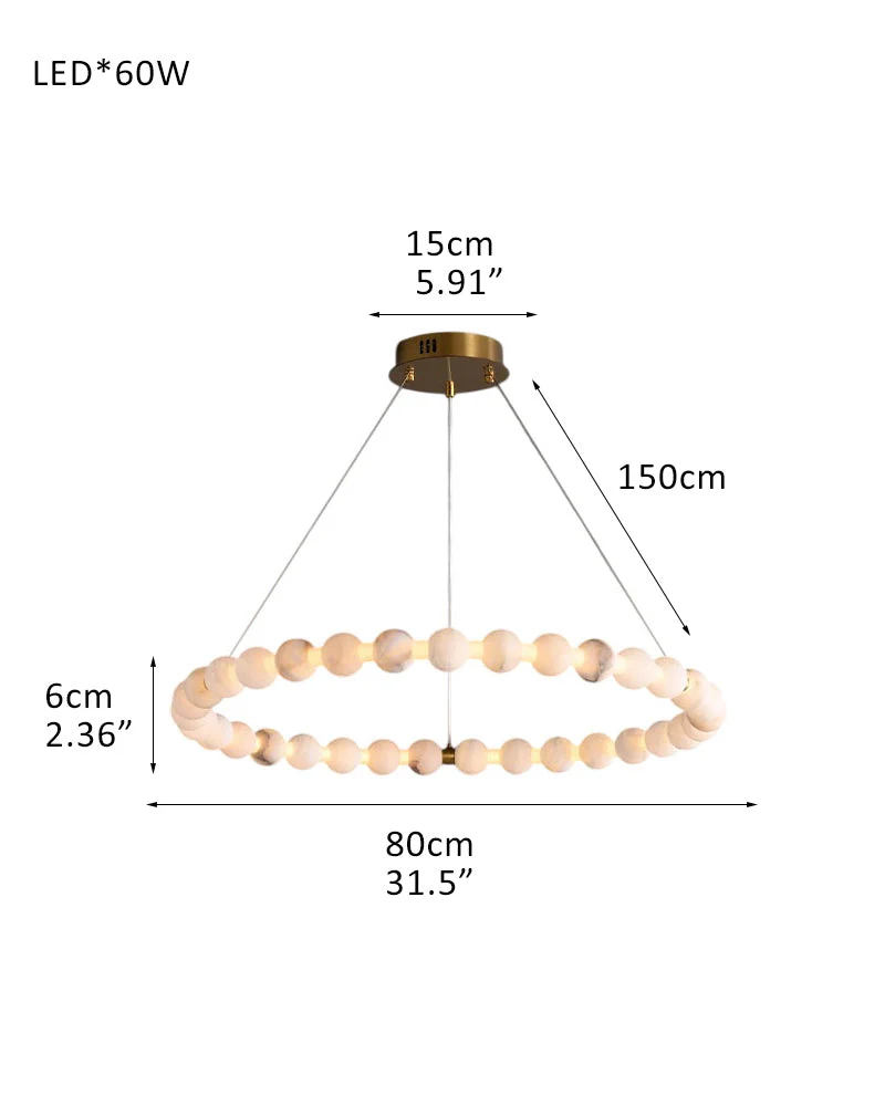 Modern Pearl Alabaster Necklace Circle Double Chandelier by dimming - Image 15