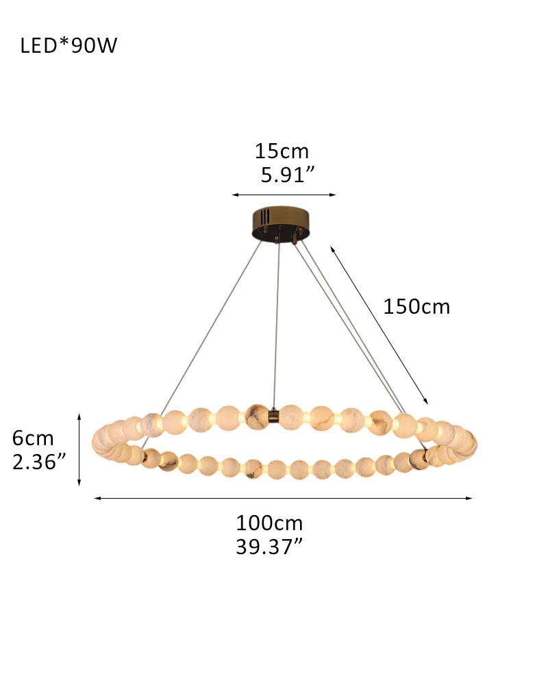 Modern Pearl Alabaster Necklace Circle Double Chandelier by dimming - Image 16