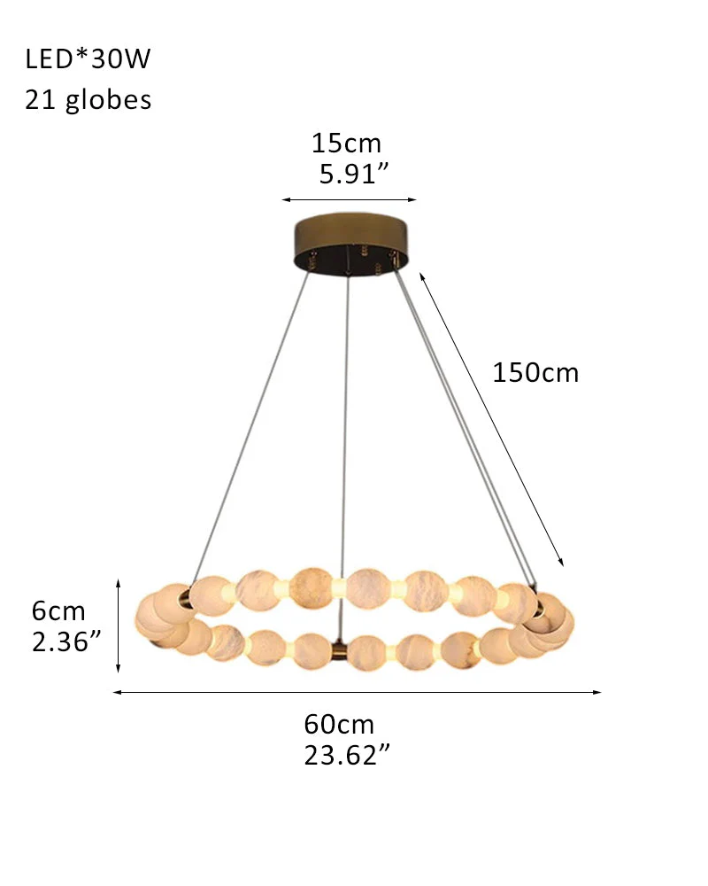 Modern Pearl Alabaster Necklace Circle Triple Chandelier with Dia 60+80+100cm - Image 14