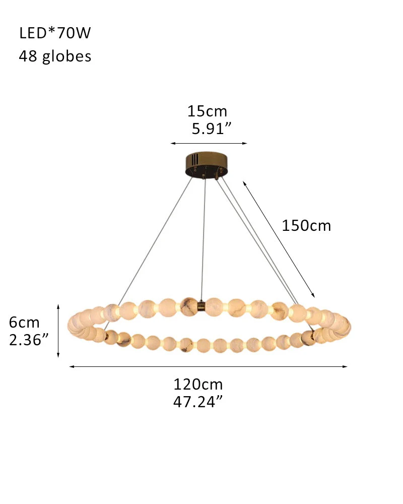 Modern Pearl Alabaster Necklace Circle Triple Chandelier with Dia 60+80+100cm - Image 17