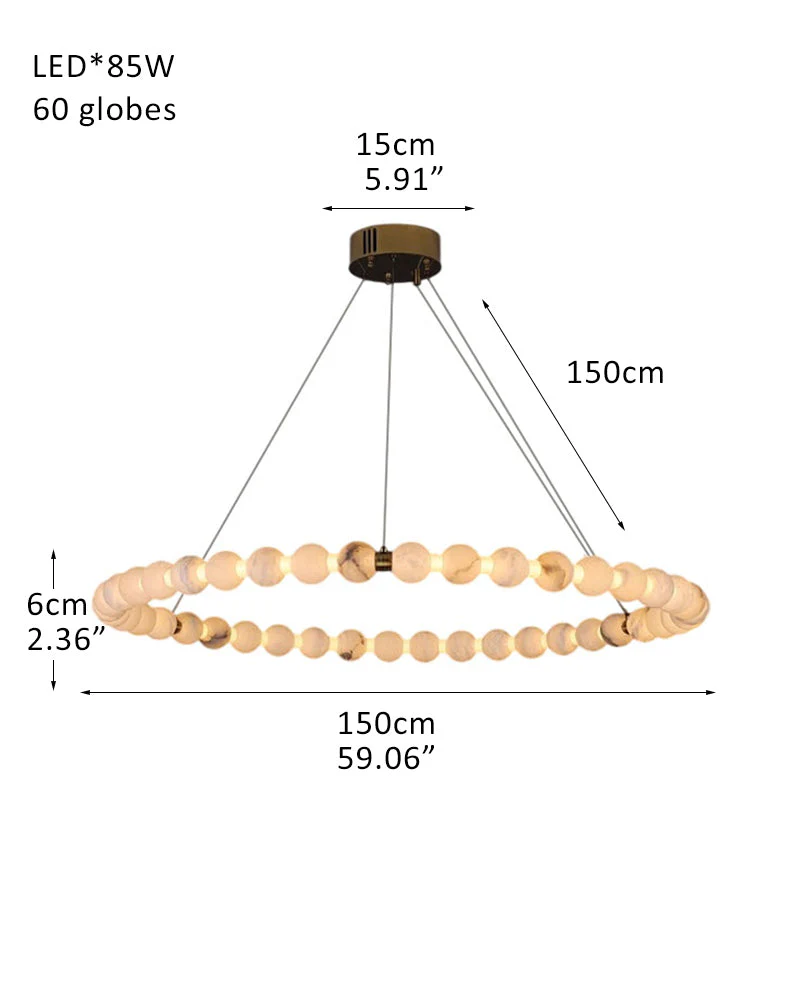 Modern Pearl Alabaster Necklace Circle Triple Chandelier with Dia 60+80+100cm - Image 18