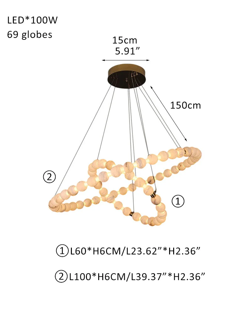 Modern Pearl Alabaster Necklace Circle Triple Chandelier with Dia 60+80+100cm - Image 19