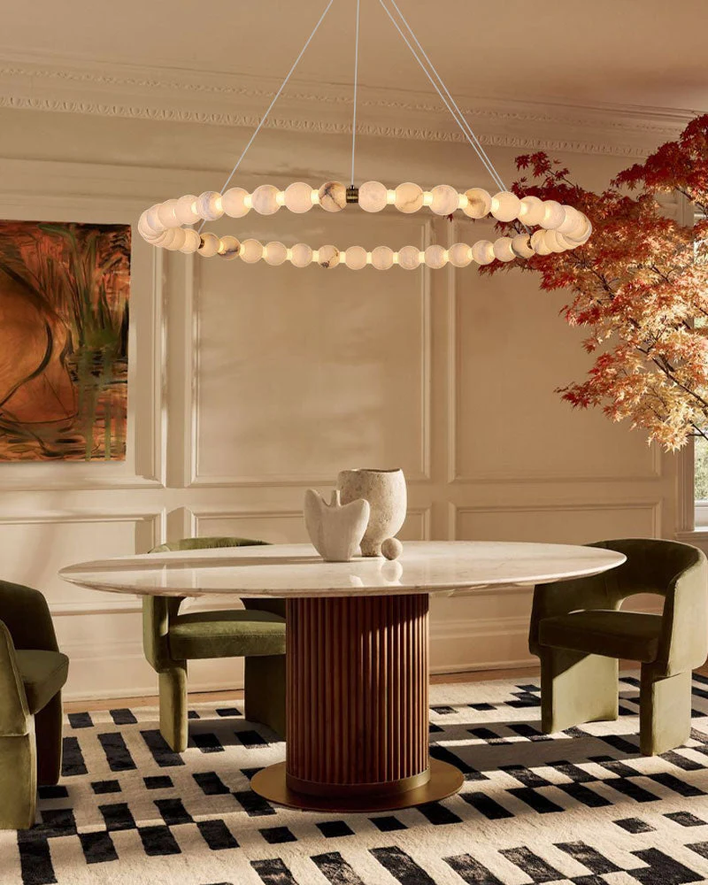Modern Pearl Alabaster Necklace Circle Triple Chandelier with Dia 60+80+100cm - Image 2