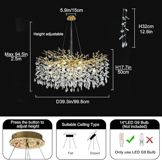 Solara Rectangular Tree Branch Chandelier 21" 30" 40" Tree Branch - Image 11