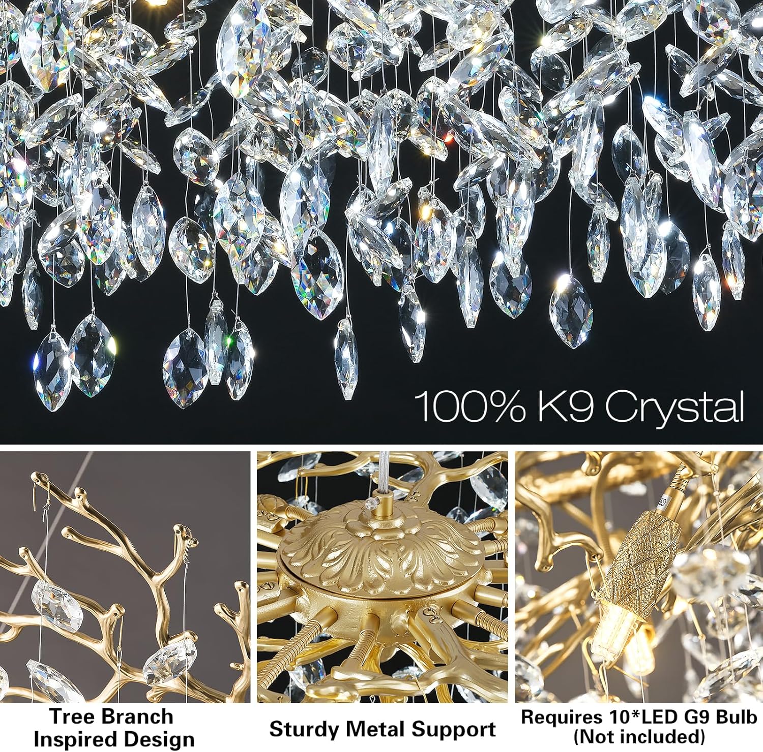 Solara Rectangular Tree Branch Chandelier 21" 30" 40" Tree Branch - Image 15