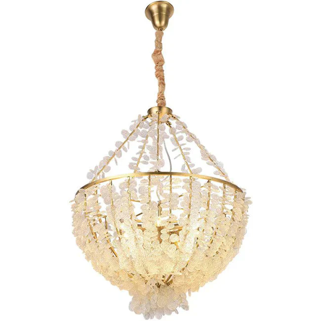 Modern Round Glass Droplet Branch Chandelier, Pendant Light For Bedroom - Image 3