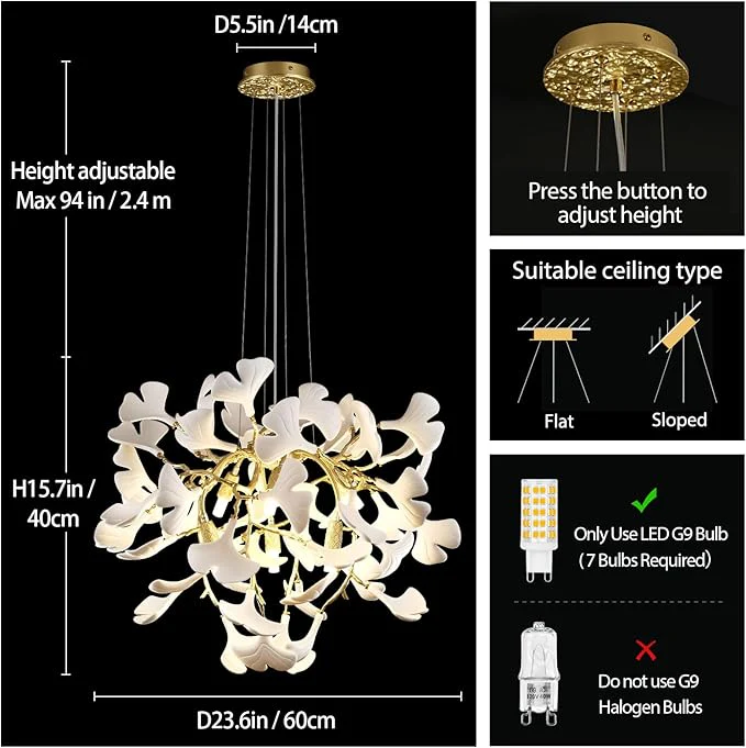 Ginkgo Round Chandelier 23.6'' - Image 6