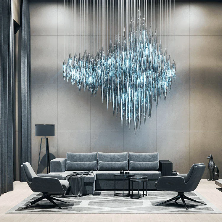 Modern Style Indoor Decoration Large Project Hotel Lobby Villa Staircase Glass Chandelier Lighting - Image 2