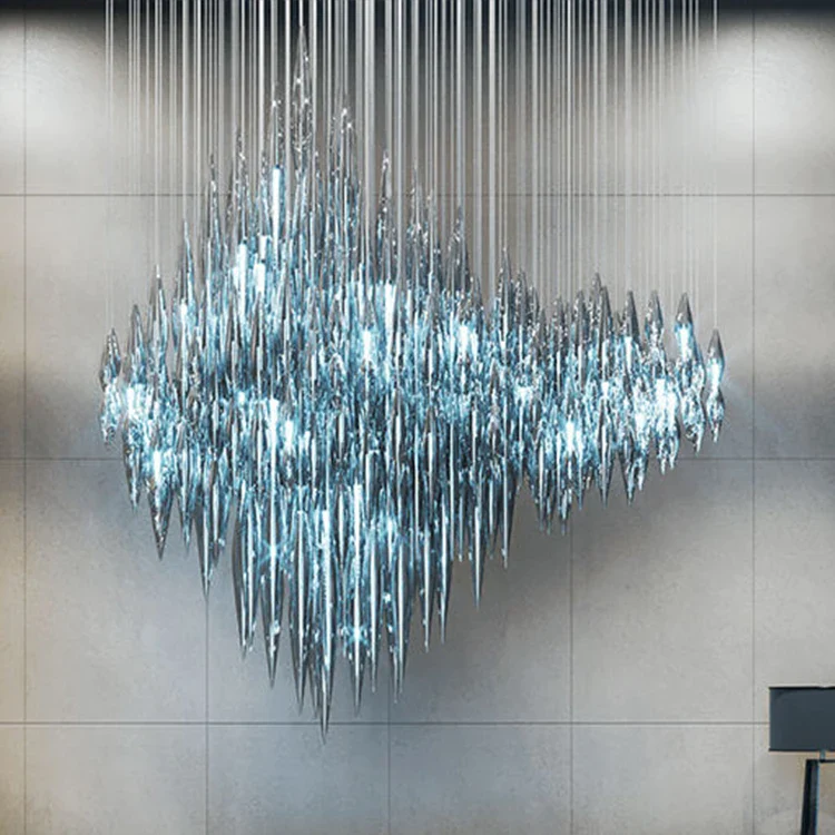 Modern Style Indoor Decoration Large Project Hotel Lobby Villa Staircase Glass Chandelier Lighting - Image 4