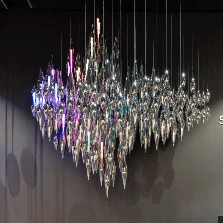 Modern Style Indoor Decoration Large Project Hotel Lobby Villa Staircase Glass Chandelier Lighting - Image 5