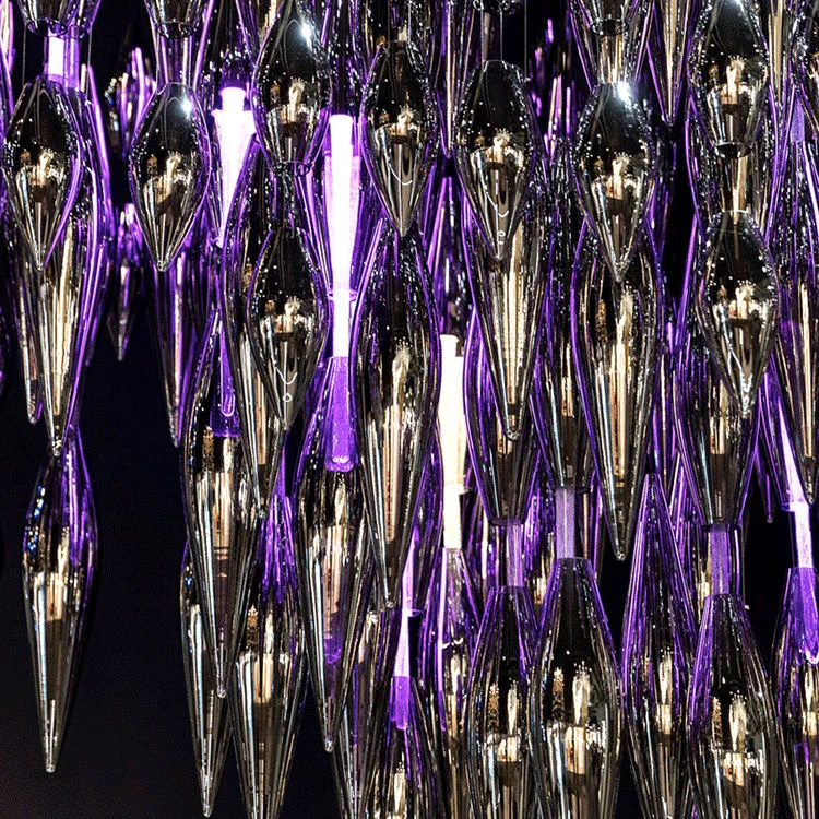 Modern Style Indoor Decoration Large Project Hotel Lobby Villa Staircase Glass Chandelier Lighting - Image 6
