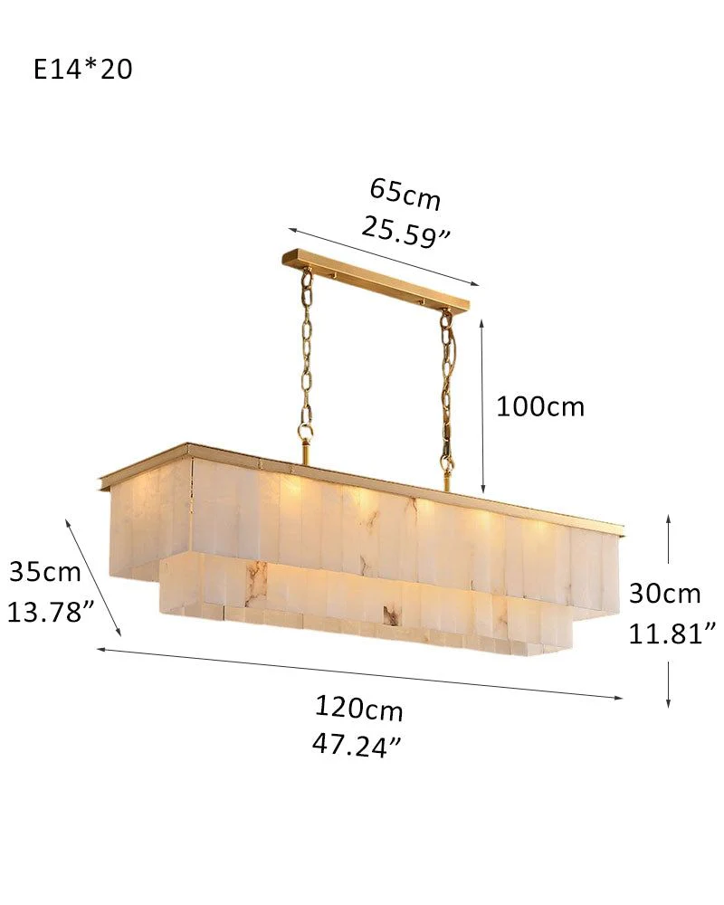 Modern White Alabaster Shade Multi-Layer Rectangle Chandelier - Image 6