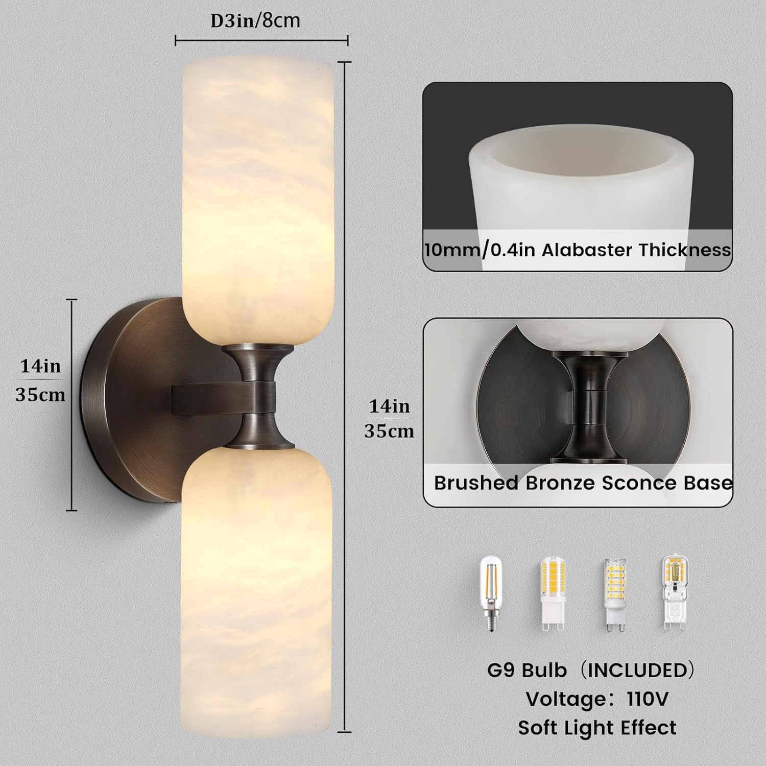 Monty Alabaster Linear Wall Sconce-Black - Image 2