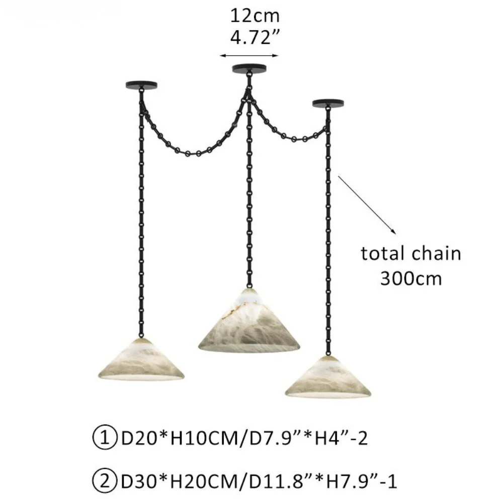 Multi-Head Matte White Alabaster Cone Hanging Kitchen Pendant Light - Image 15