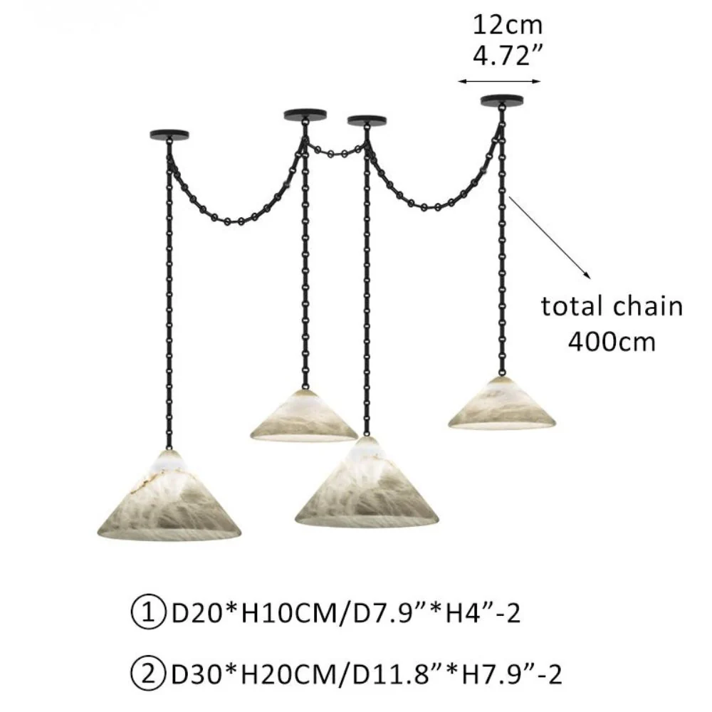Multi-Head Matte White Alabaster Cone Hanging Kitchen Pendant Light - Image 16