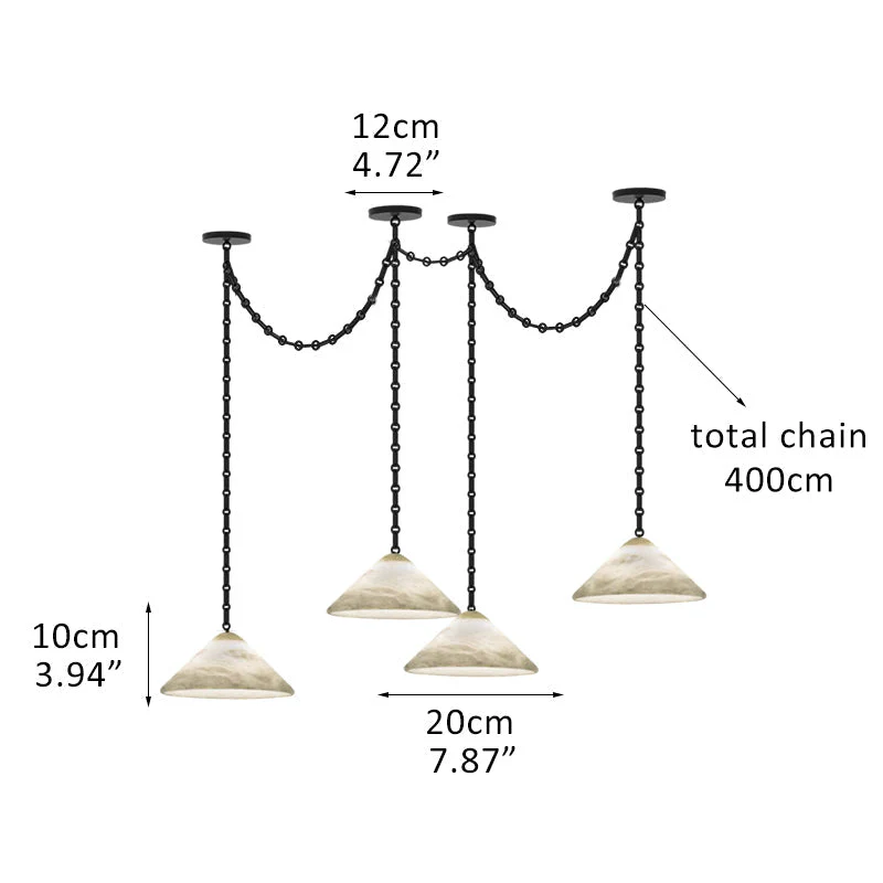 Multi-Head Matte White Alabaster Cone Hanging Kitchen Pendant Light - Image 25