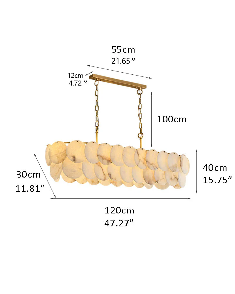 Multi layers Spanish White Alabaster Shell Marble Chandelier lamp in Brass - Image 22