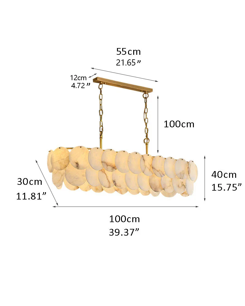 Multi layers Spanish White Alabaster Shell Marble Chandelier lamp in Brass - Image 23