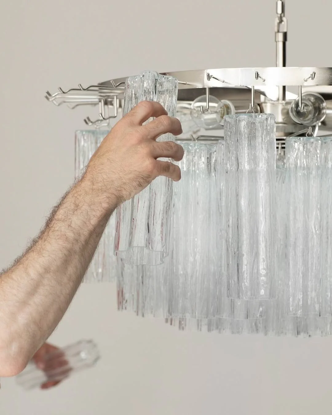 Murano Chandelier – 101 Tuber – Textured – Transparent - Image 15
