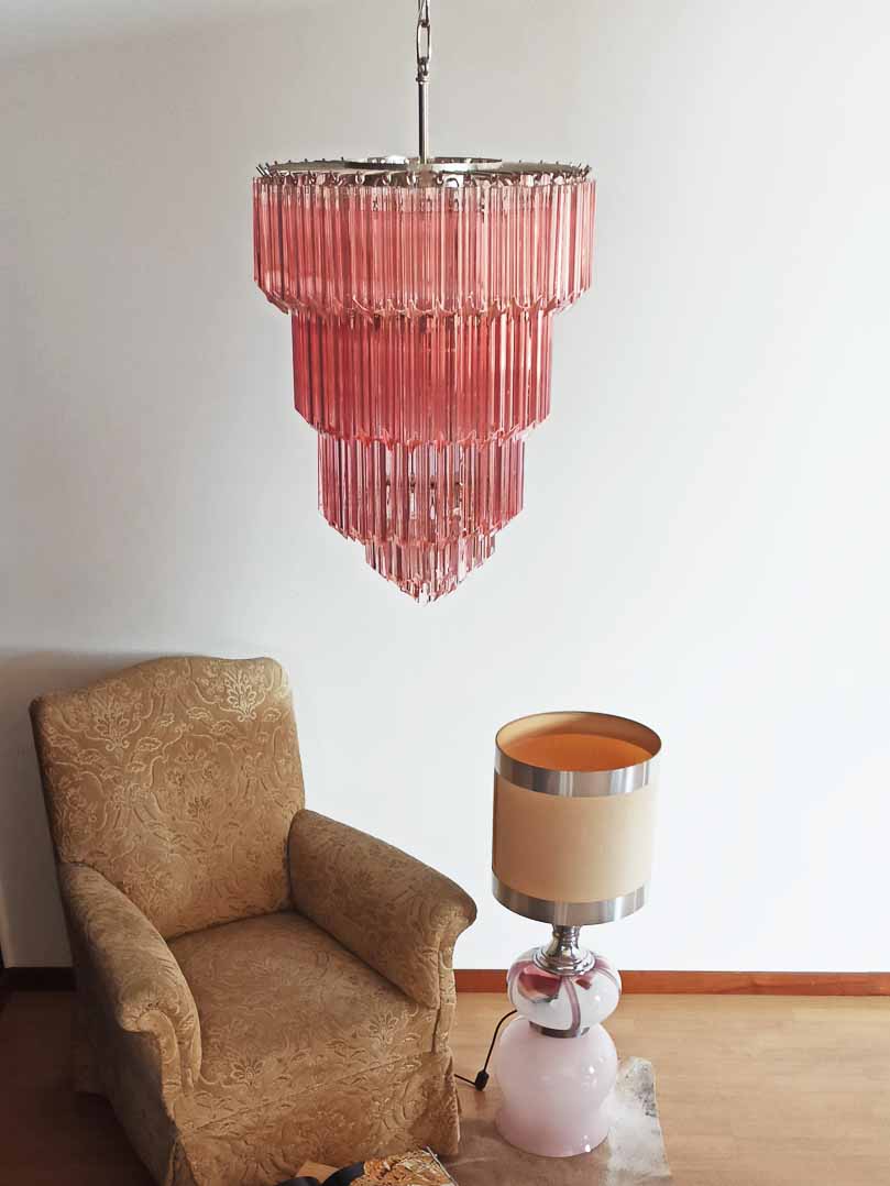 Murano Chandelier – 112 prisms – Pink - Image 11