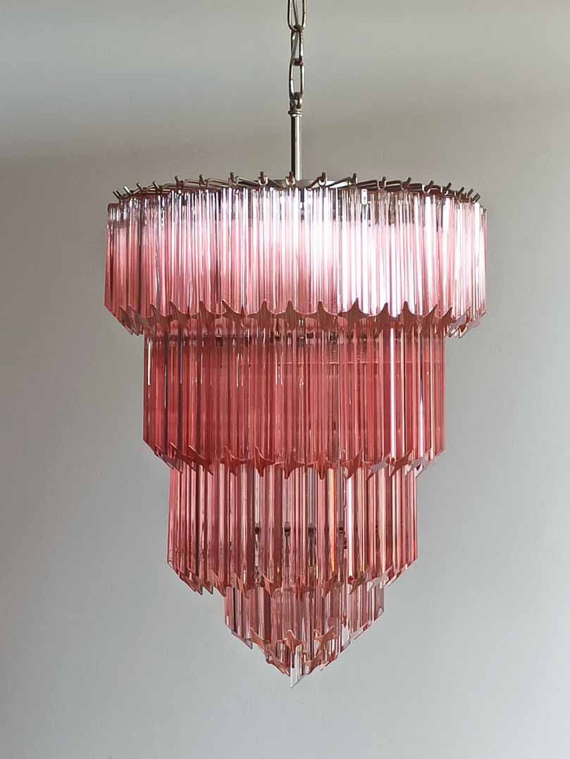 Murano Chandelier – 112 prisms – Pink - Image 3