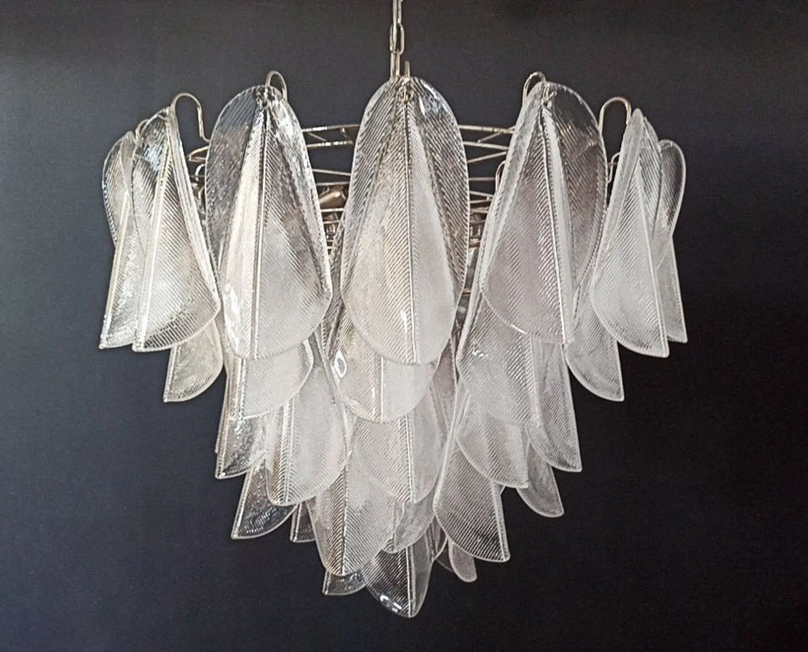 Murano Chandelier – 23 Rondini – Granigliar – Transparent - Image 4