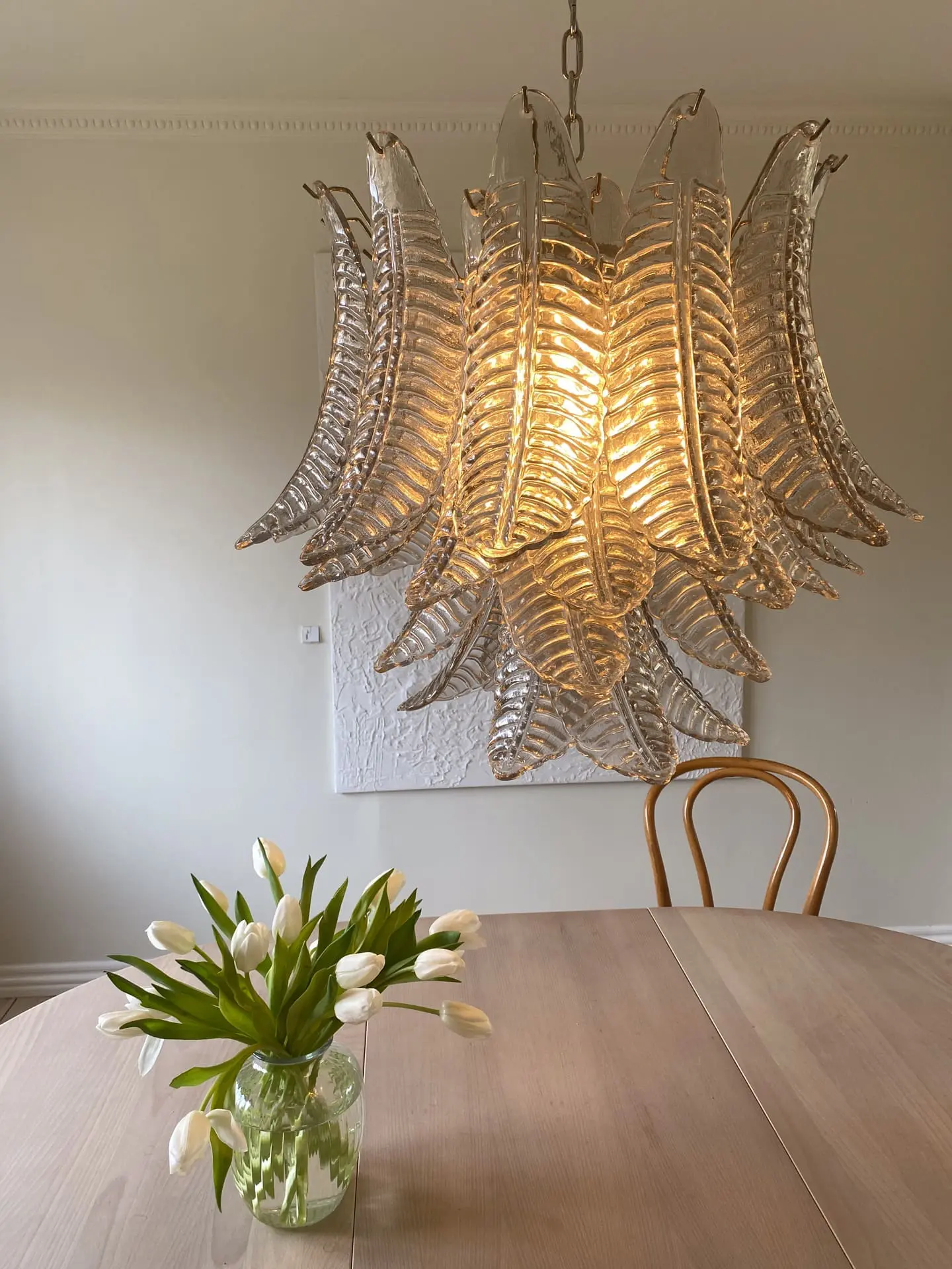 Murano Chandelier – 36 glass leaves – Smoked - Image 13