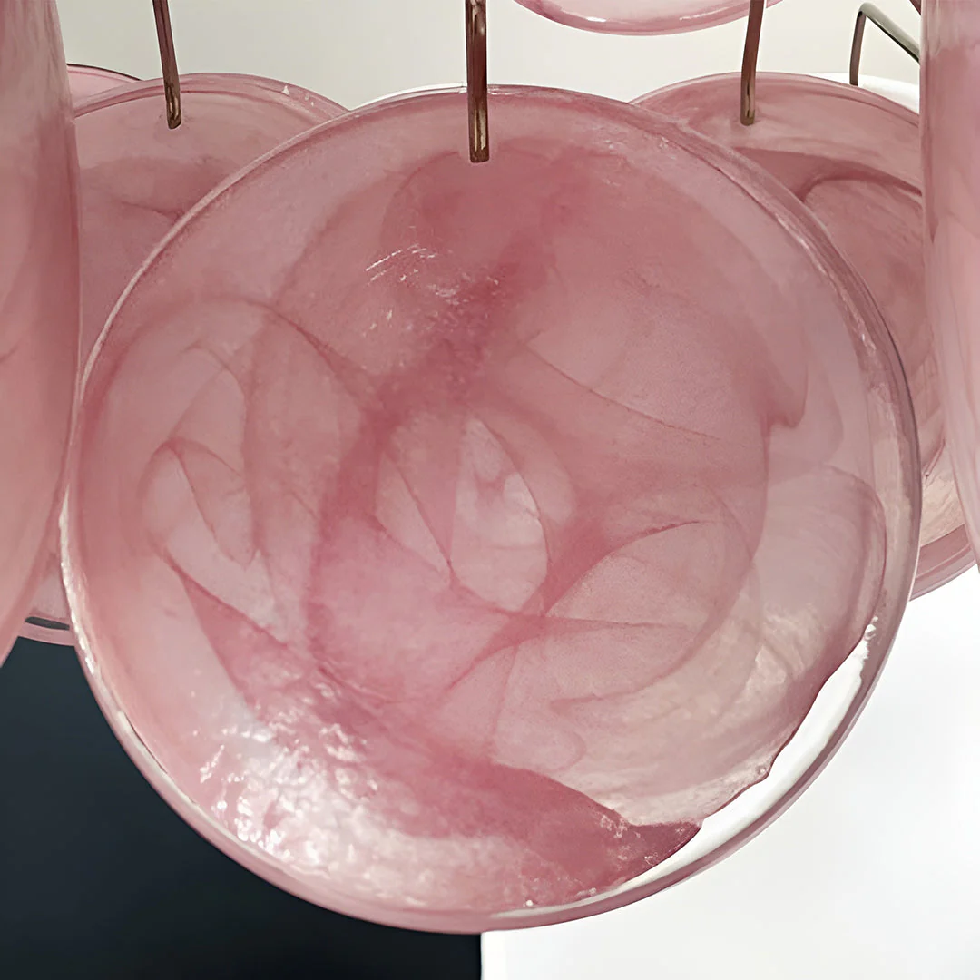 Murano Chandelier 36 Pink Disks - Image 15