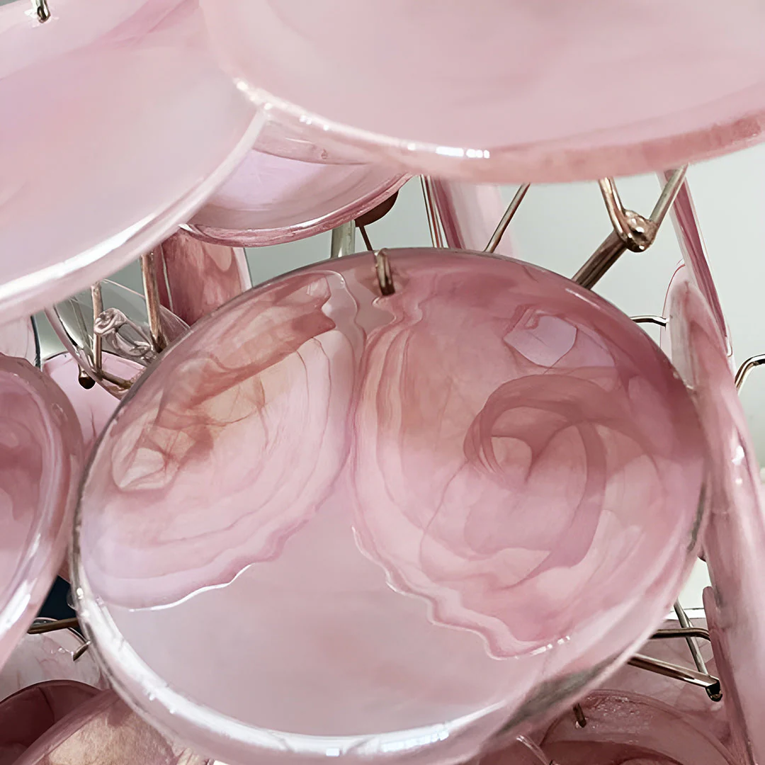 Murano Chandelier 36 Pink Disks - Image 16