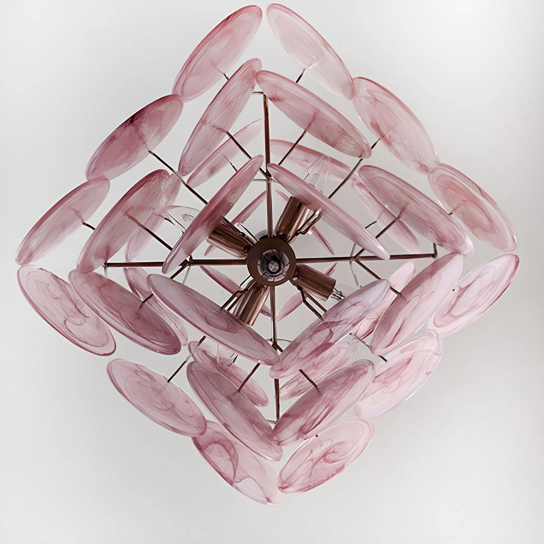 Murano Chandelier 36 Pink Disks - Image 17