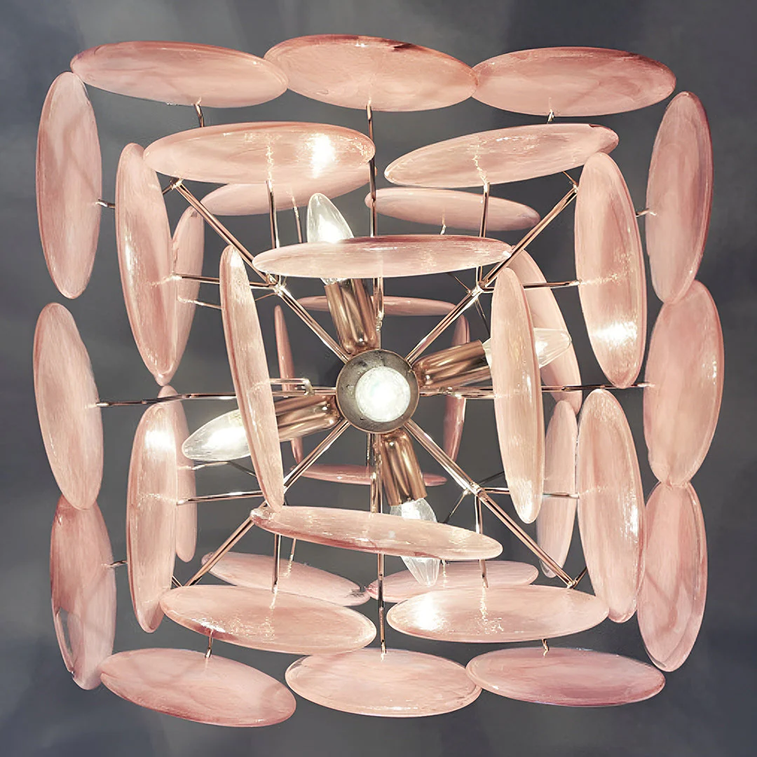Murano Chandelier 36 Pink Disks - Image 18