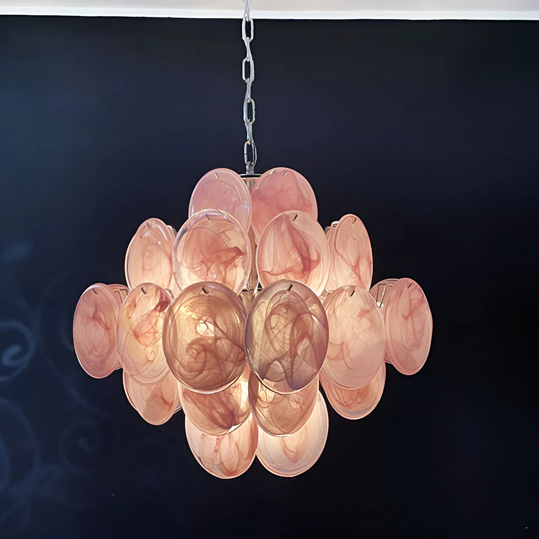 Murano Chandelier 36 Pink Disks - Image 19