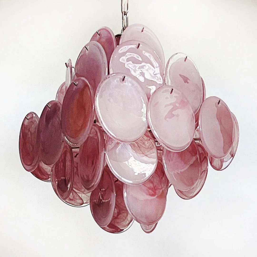 Murano Chandelier 36 Pink Disks - Image 21