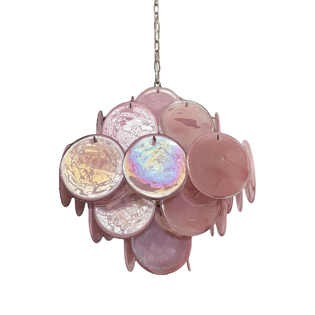 Murano Chandelier 36 Pink Disks - Image 22