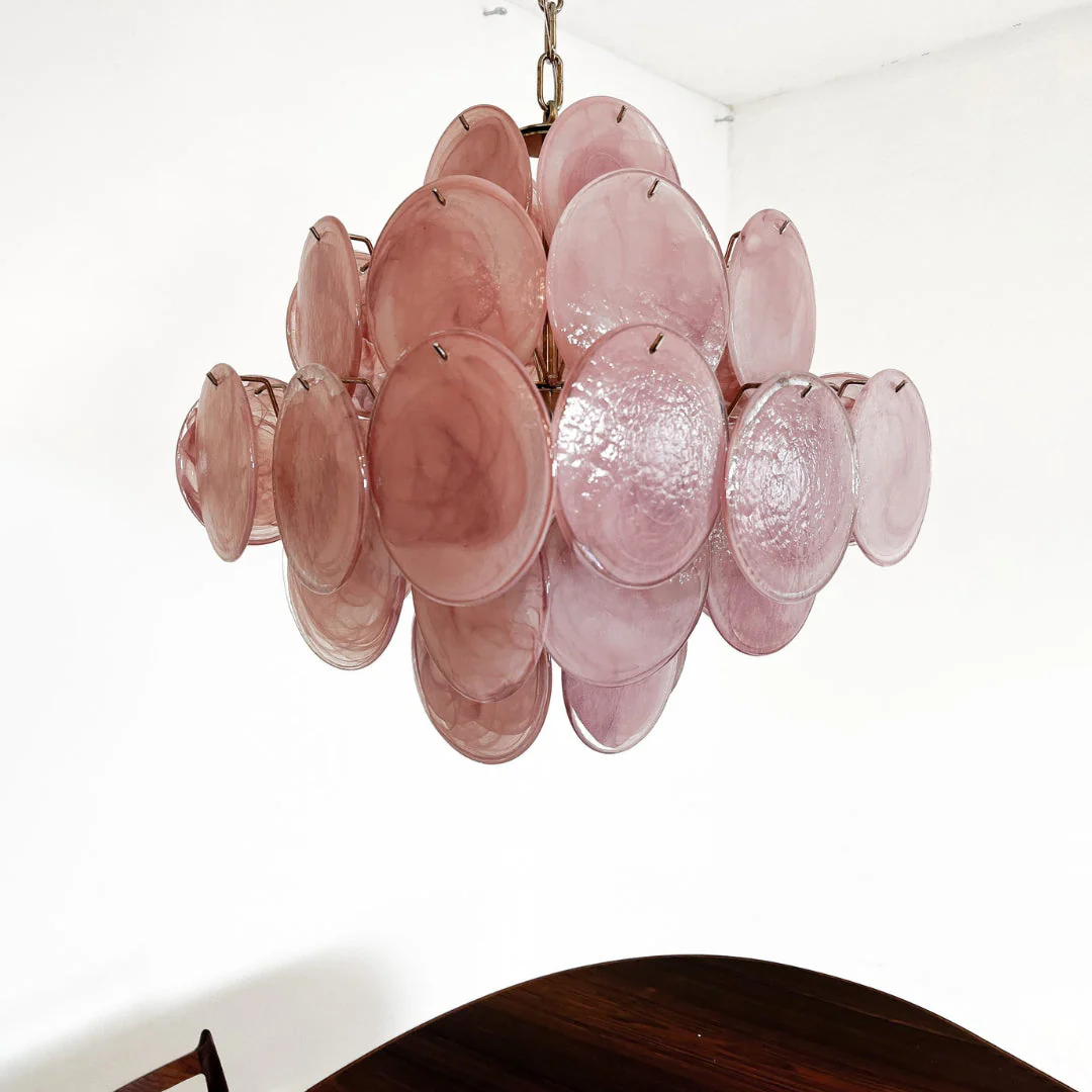 Murano Chandelier 36 Pink Disks - Image 9