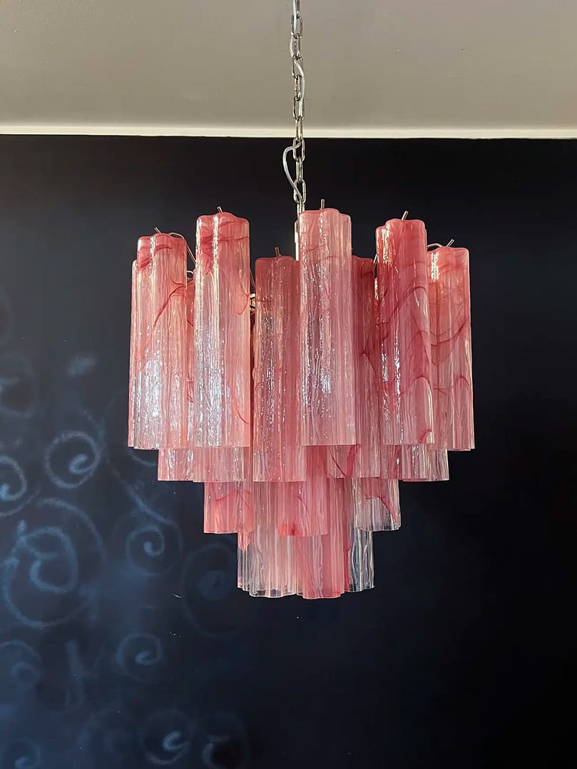 Murano Chandelier – 36 tubes – Alabaster Pink - Image 7
