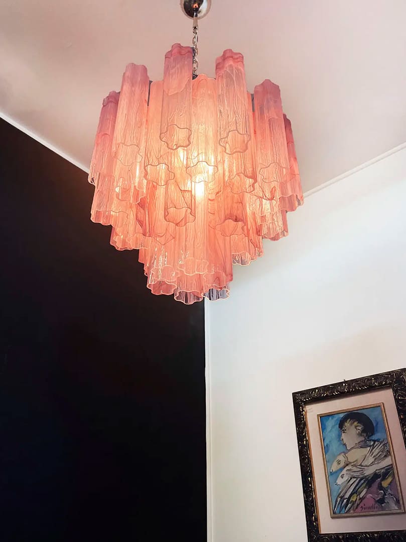 Murano Chandelier – 36 tubes – Alabaster Pink - Image 8