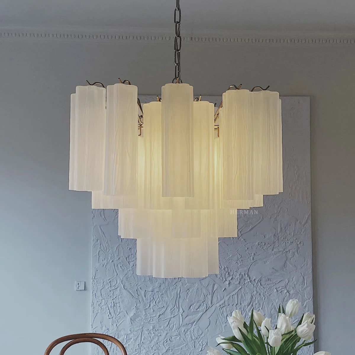 Murano Chandelier – 36 tubes – Matte white - Image 4