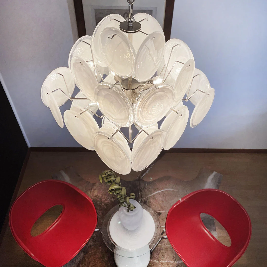 Murano Chandelier 36 White Disks - Image 12