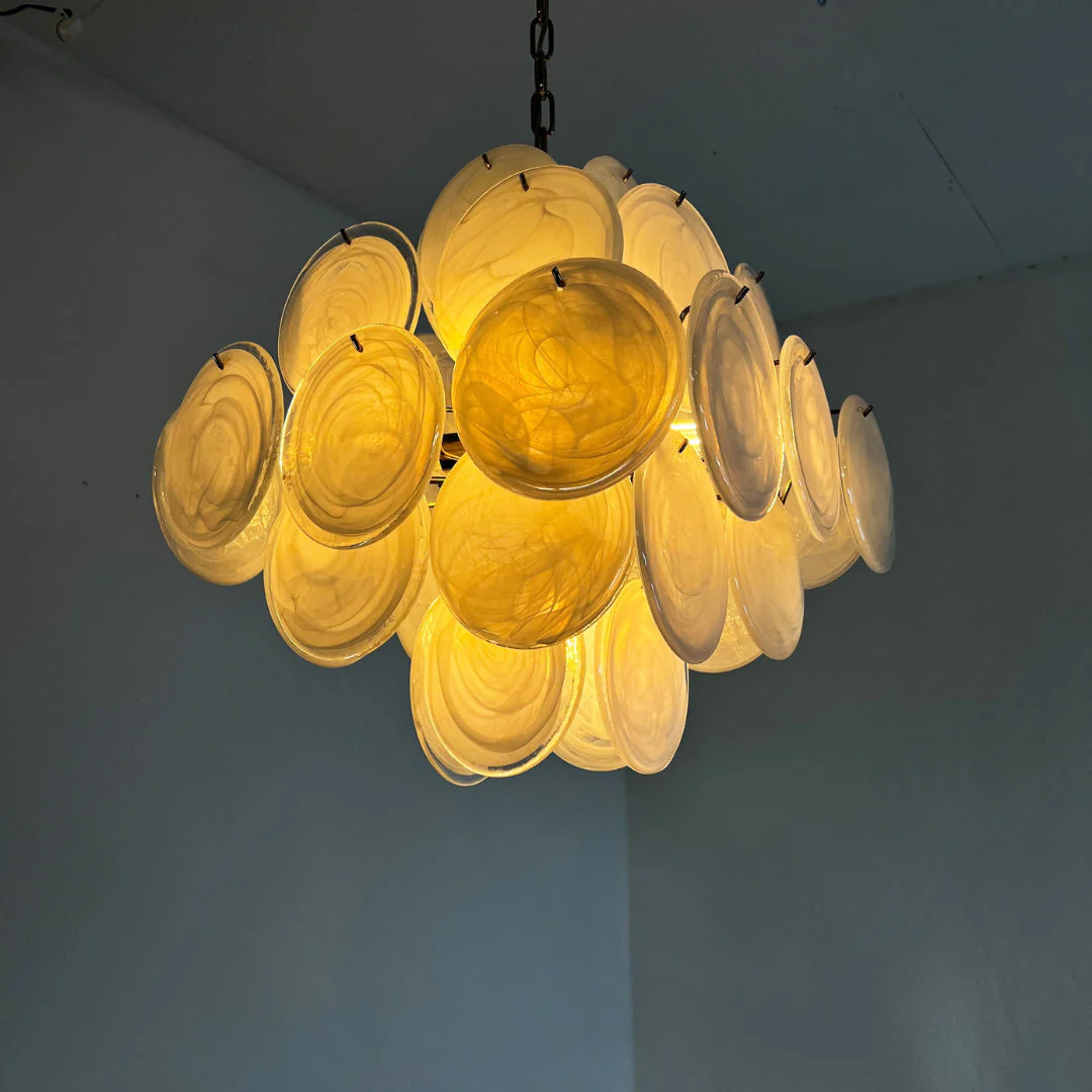 Murano Chandelier 36 White Disks - Image 16