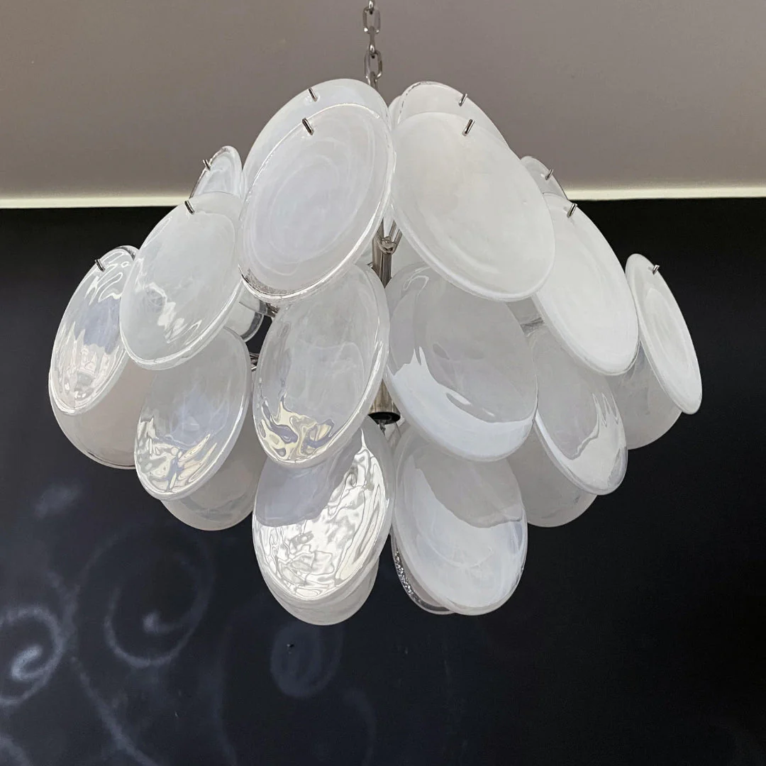Murano Chandelier 36 White Disks - Image 18