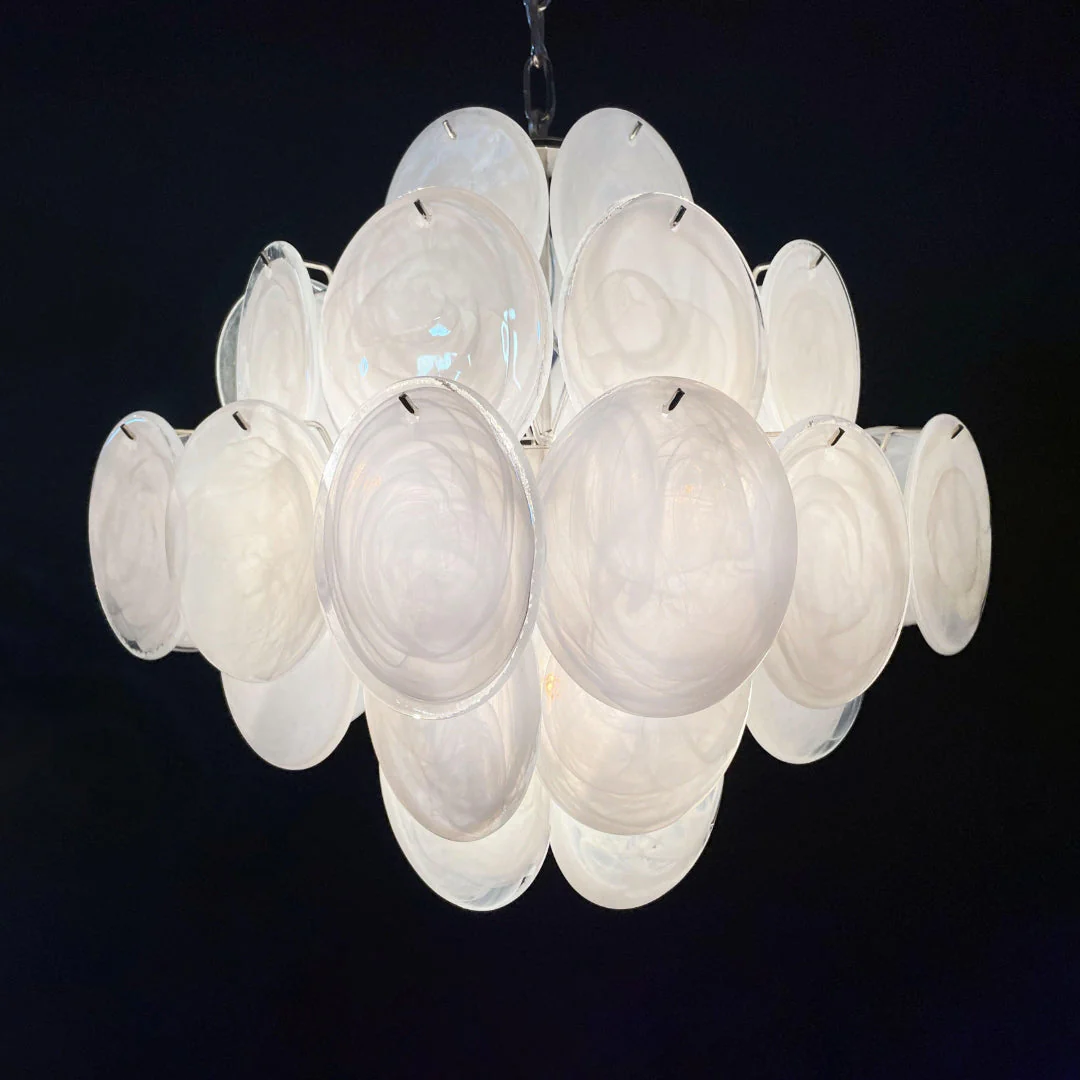Murano Chandelier 36 White Disks - Image 24