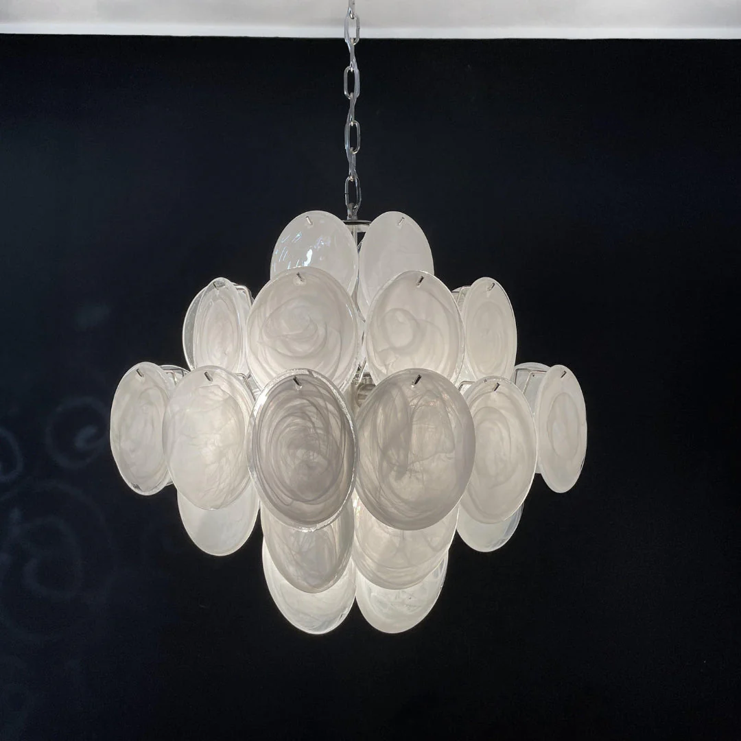Murano Chandelier 36 White Disks - Image 25