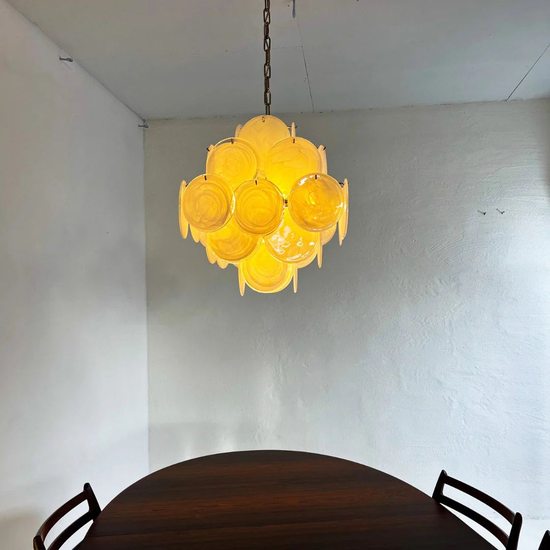 Murano Chandelier 36 White Disks - Image 6