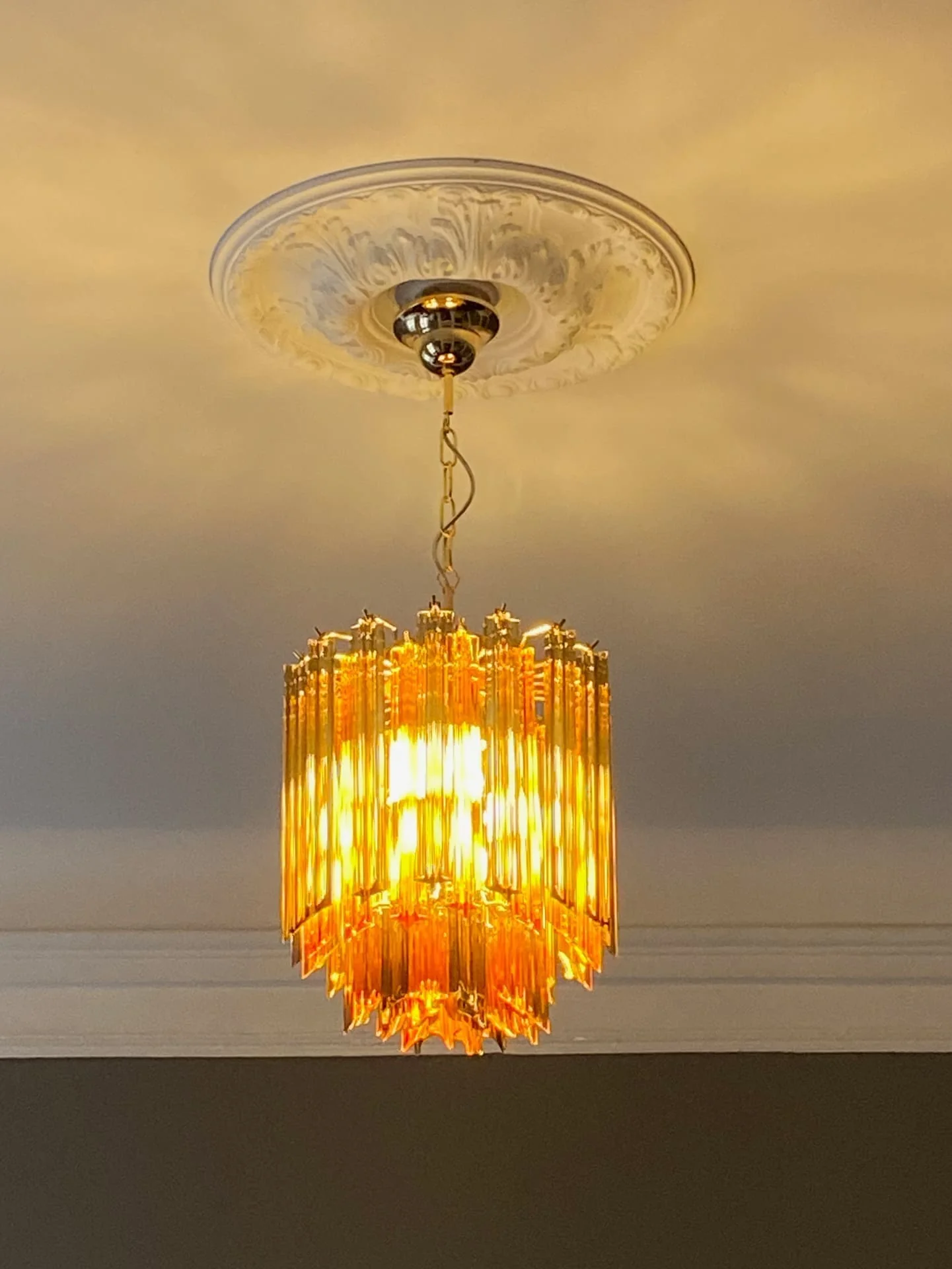 Murano Chandelier – 47 prisms – Amber/Smoked - Image 3