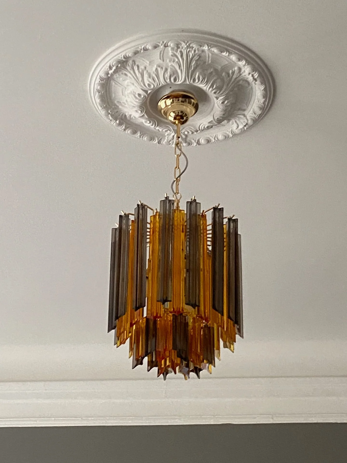 Murano Chandelier – 47 prisms – Amber/Smoked - Image 9