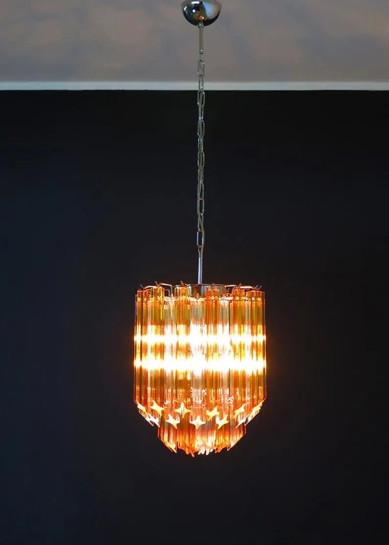 Murano Chandelier – 47 prisms – Amber/Transparent - Image 2
